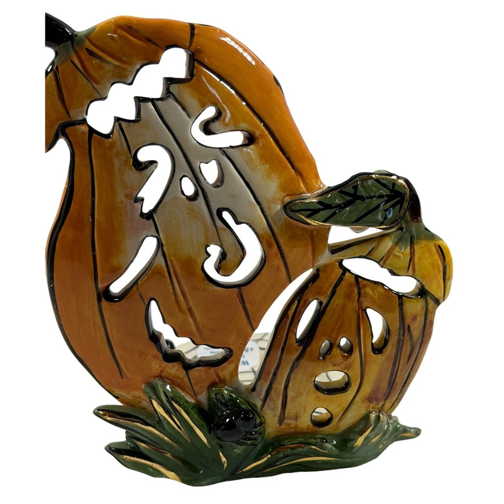 Blue Sky Clayworks Heather Goldminc Halloween Pumpkin Candle Holder HW22097